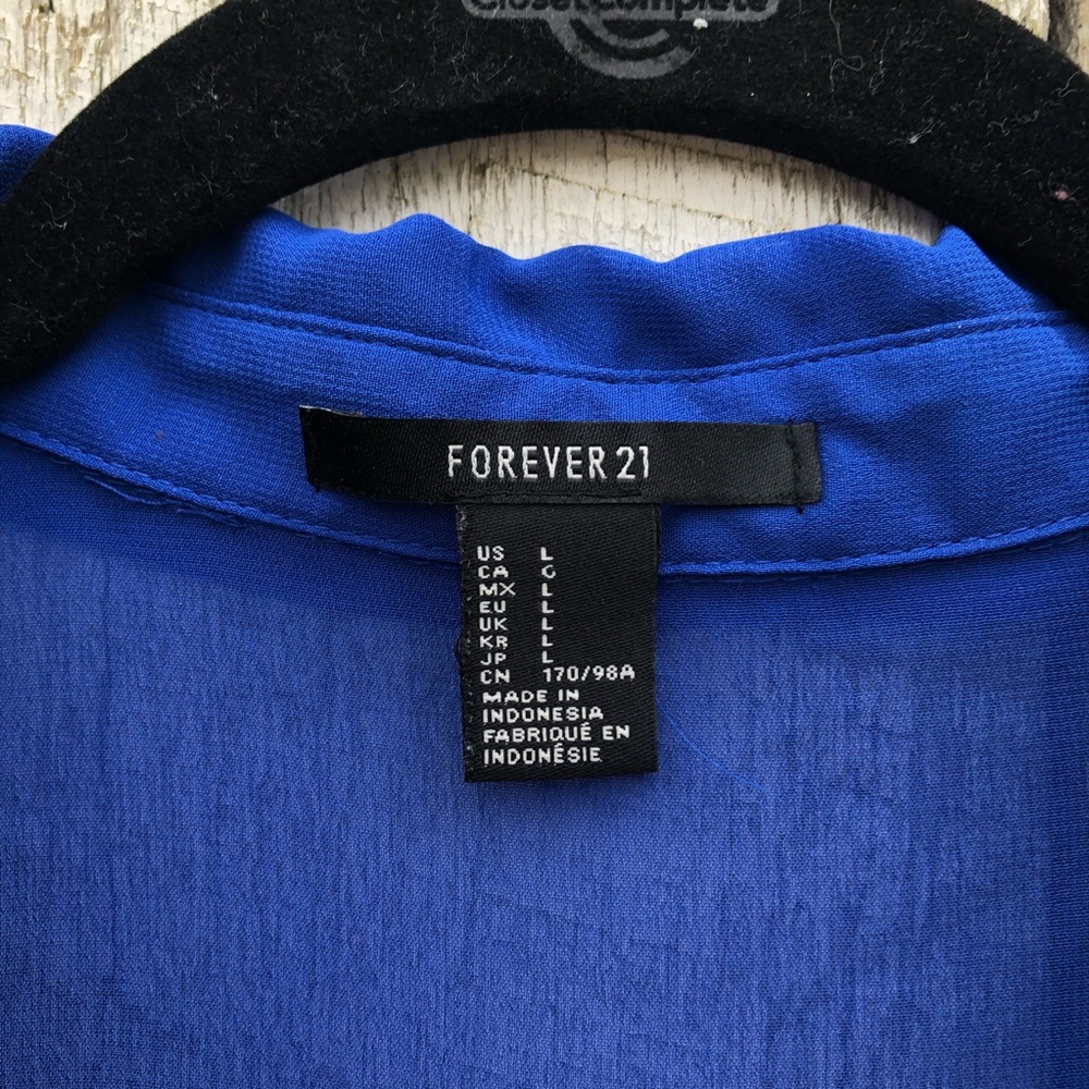 Forever 21 | blue sheer button down shirt - Picture 5 of 5